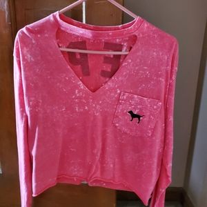 PINK Long Sleeve Crop tee-S